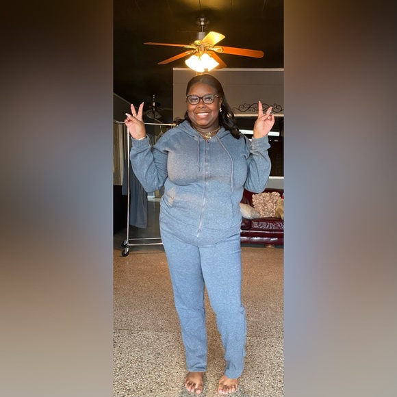 Dani Grey Plus Zipper Hoodie & Cropped Jogger Pant Set - Picture 6 of 6